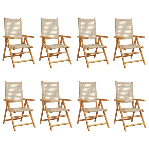 vidaXL Lenestoler for hage 8 stk beige polyrotting og heltre