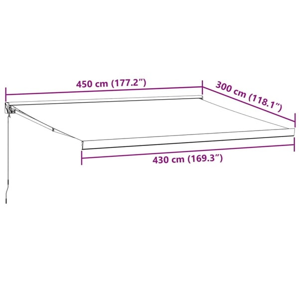 vidaXL Uttrekkbar markise antrasitt og hvit 4,5x3 m stoff og aluminium
