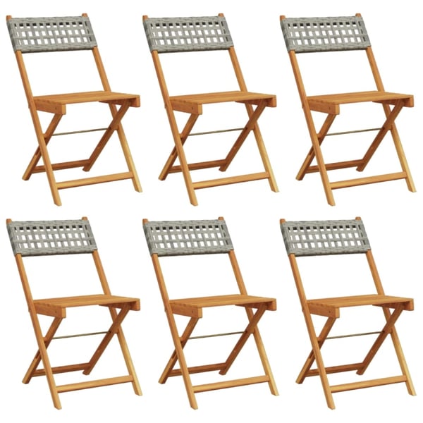 vidaXL havestole 6 stk. foldbar polyrattan og massivt træ grå