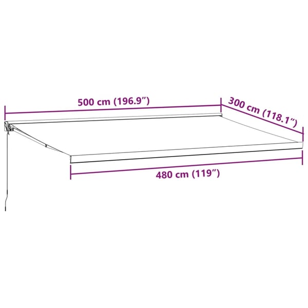vidaXL Uttrekkbar markise antrasitt og hvit 5x3 m stoff og aluminium