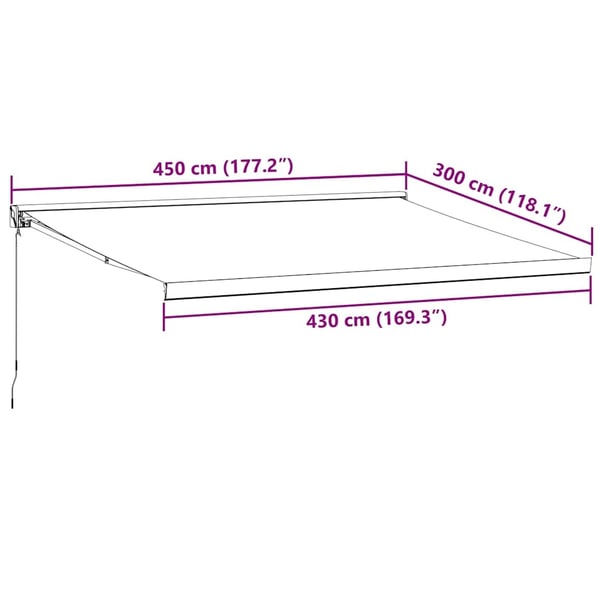 vidaXL Uttrekkbar markise antrasitt og hvit 4,5x3 m stoff og aluminium