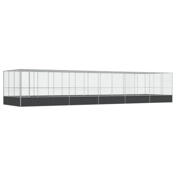 vidaXL Voliere med forlengelse sølv 1139x307x212 cm stål