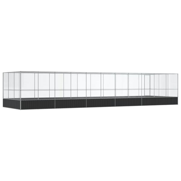 vidaXL Voliere med forlengelse sølv 1139x307x212 cm stål