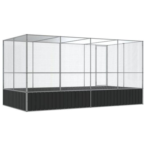vidaXL Voliere med forlengelse sølv 418x207x212 cm stål