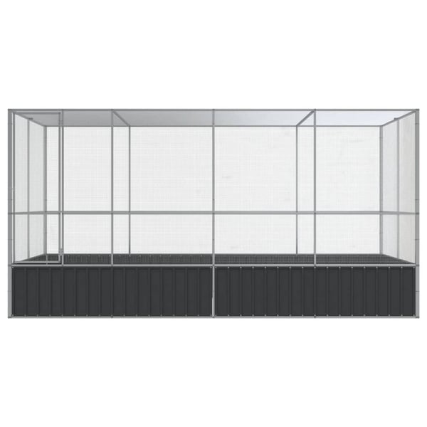 vidaXL Voliere med forlengelse sølv 418x207x212 cm stål