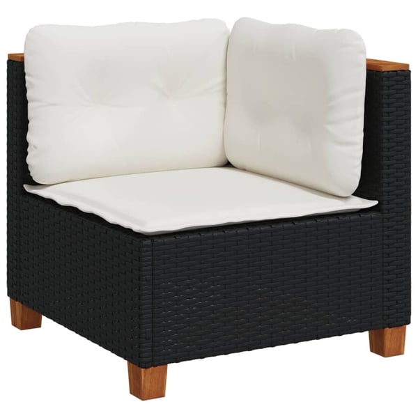 vidaXL sofasæt til haven 6 dele med hynder polyrattan sort