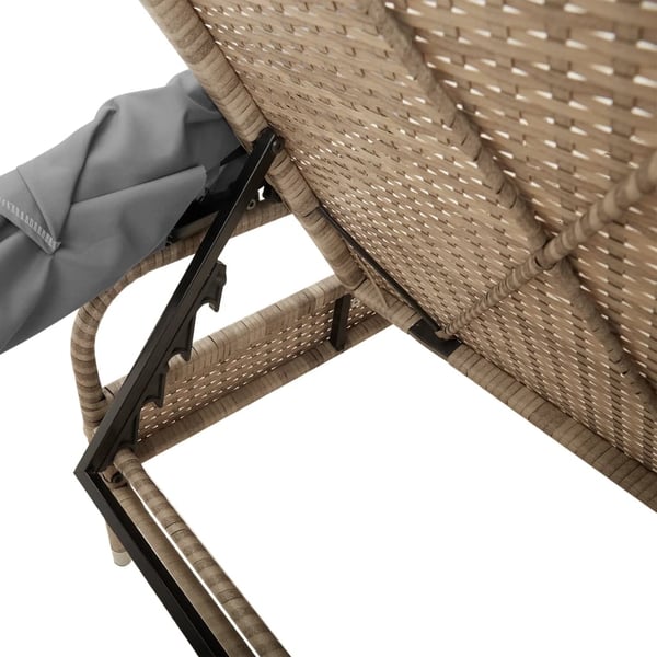 vidaXL liggestole 2 stk. med baldakiner og bord polyrattan beige