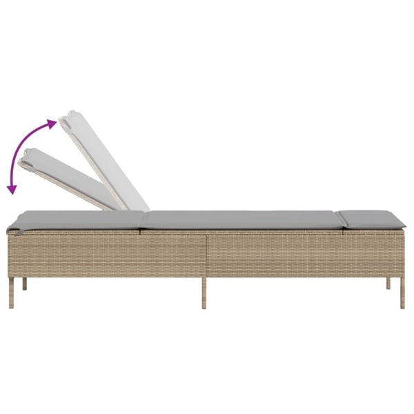 vidaXL liggestole 2 stk. med hynder polyrattan beige