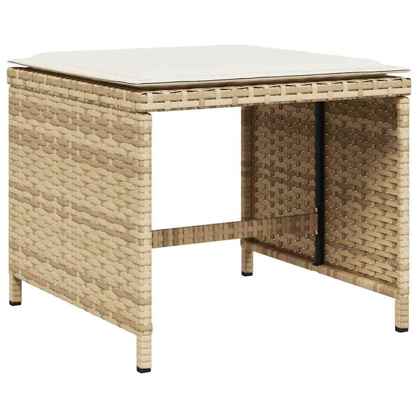 vidaXL spisebordssæt til haven 17 dele med hynder polyrattan beige