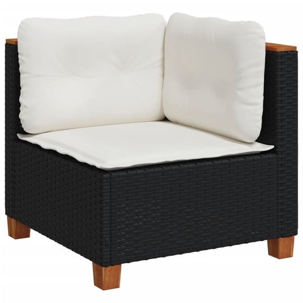 vidaXL sofasæt til haven 7 dele med hynder polyrattan sort