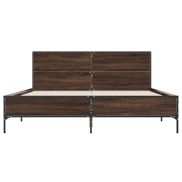 vidaXL sengestel 160x200 cm konstrueret træ og metal brun egetræ