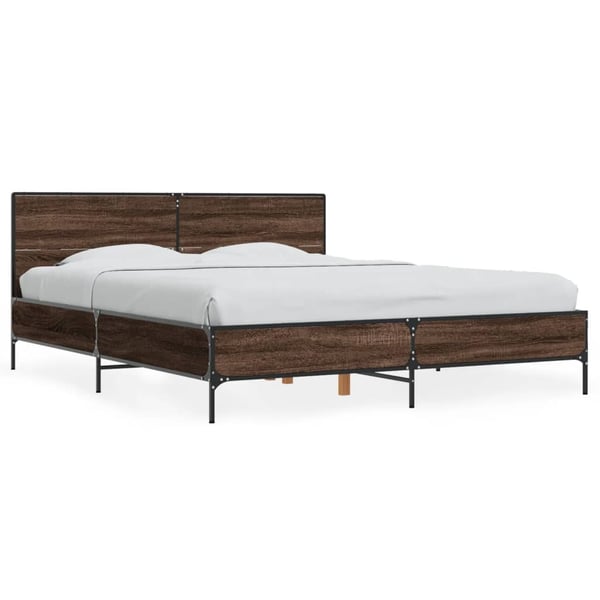 vidaXL sengestel 160x200 cm konstrueret træ og metal brun egetræ