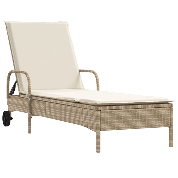 vidaXL liggestole 2 stk. med hynder polyrattan beige