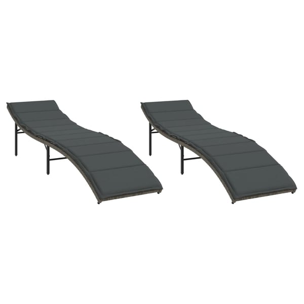 vidaXL liggestole 2 stk. med hynder polyrattan grå