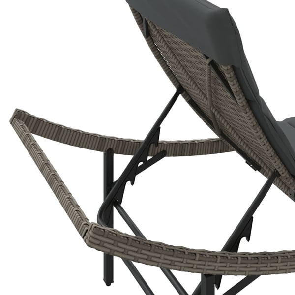 vidaXL liggestole 2 stk. med hynder polyrattan grå