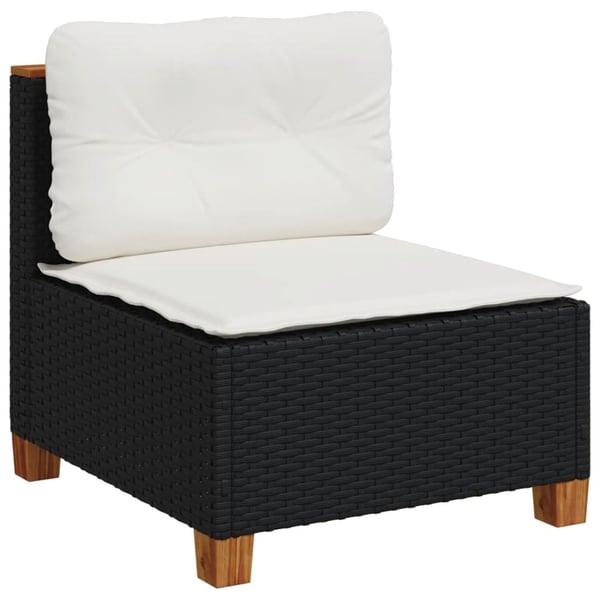 vidaXL sofasæt til haven 7 dele med hynder polyrattan sort