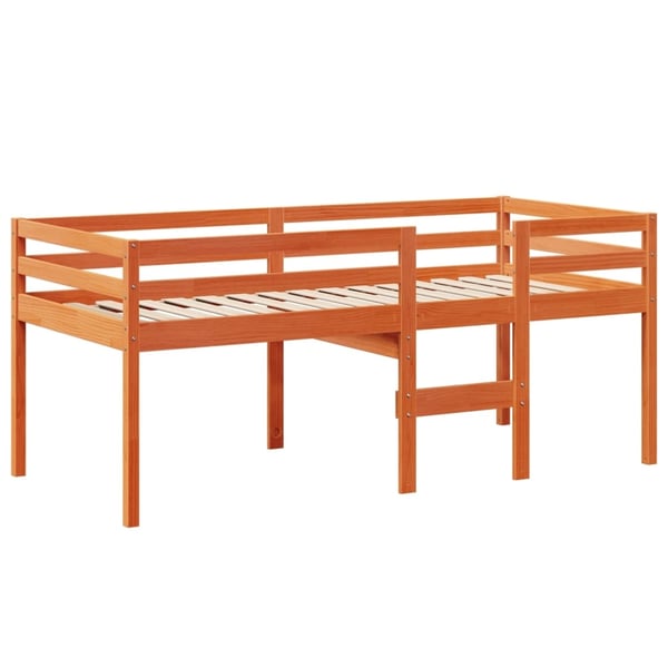 vidaXL Høyseng med tak voksbrun 90x190 cm heltre furu