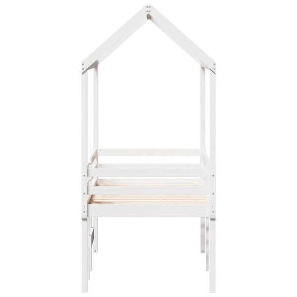 vidaXL Høyseng med tak hvit 90x190 cm heltre furu