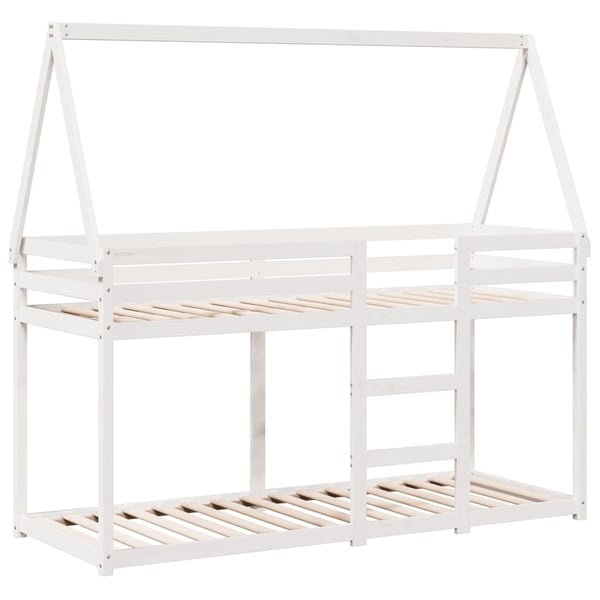 vidaXL køjeseng med tag 75x190 cm massivt fyrretræ hvid