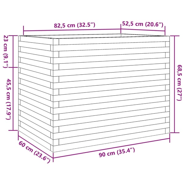 vidaXL Plantekasser 90x60x68,5 cm impregnert furu