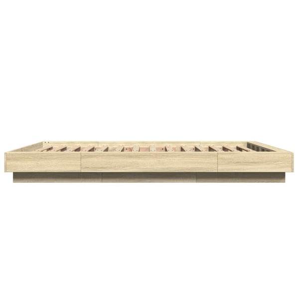 vidaXL Sengeramme med LED-lys sonoma eik 120x200 cm konstruert tre