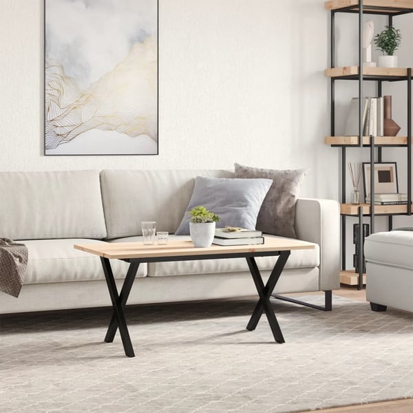 vidaXL sofabord 90x40x45 cm X-stel massivt fyrretræ og stål