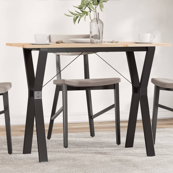 vidaXL Spisebord Y-ramme 100x50x75 cm heltre furu og stål