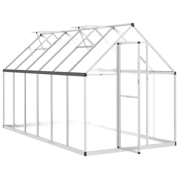 vidaXL drivhus med fundamentramme 334x169x195 cm aluminium sølvfarvet