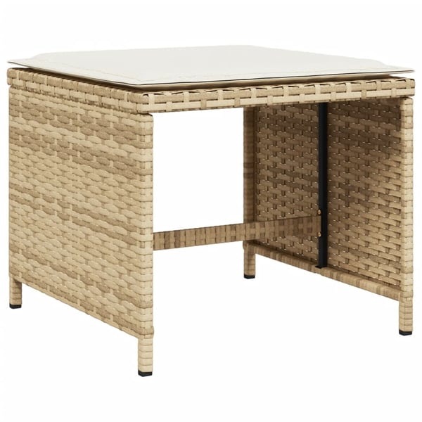 vidaXL spisebordssæt til haven 11 dele med hynder polyrattan beige