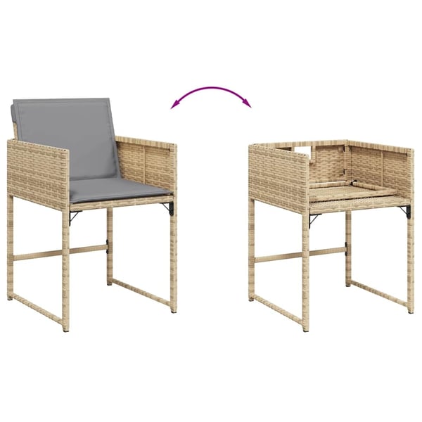 vidaXL spisebordssæt til haven 9 dele med hynder polyrattan beige