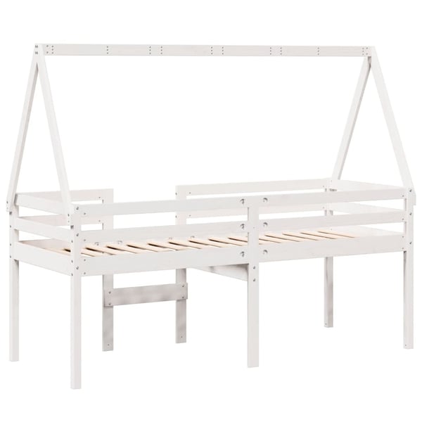 vidaXL Høyseng med tak hvit 75x190 cm heltre furu