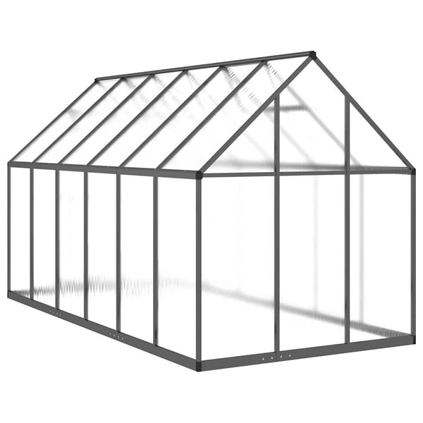 vidaXL drivhus med fundamentramme 334x169x195 cm aluminium antracitgrå
