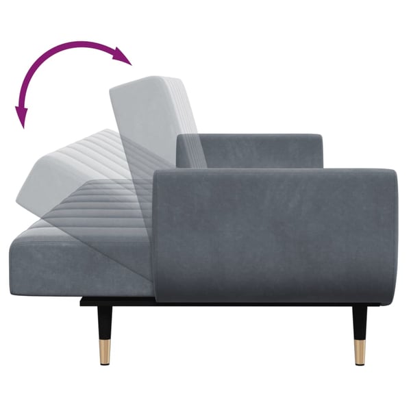 vidaXL 2-personers sovesofa med fodskammel velour mørkegrå