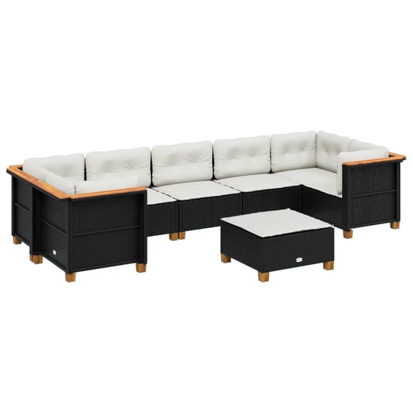 vidaXL sofasæt til haven 8 dele med hynder polyrattan sort