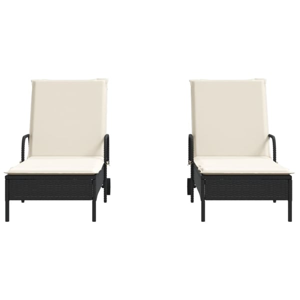 vidaXL liggestole 2 stk. med hynder polyrattan sort