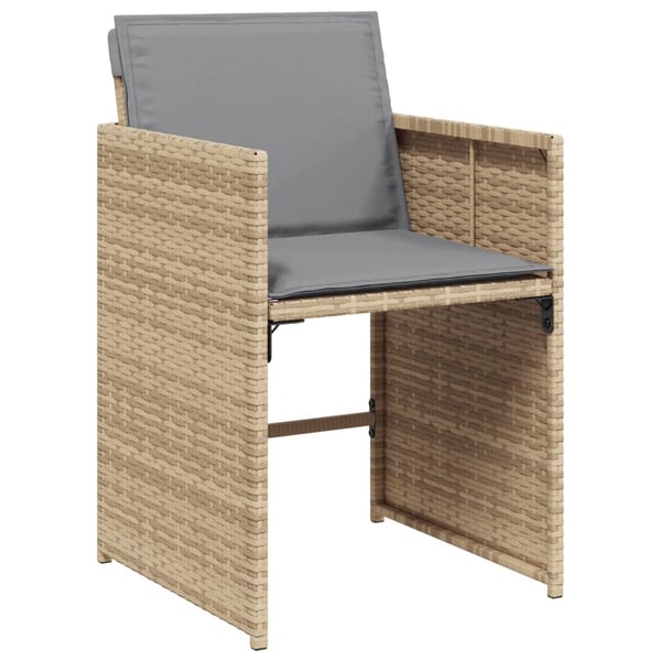 vidaXL spisebordssæt til haven 17 dele med hynder polyrattan beige