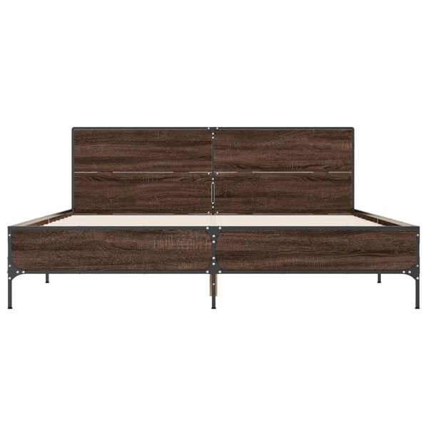 vidaXL Sengeramme brun eik 135x190 cm konstruert tre og metall