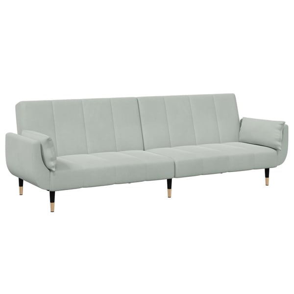 vidaXL 2-personers sovesofa med fodskammel velour lysegrå