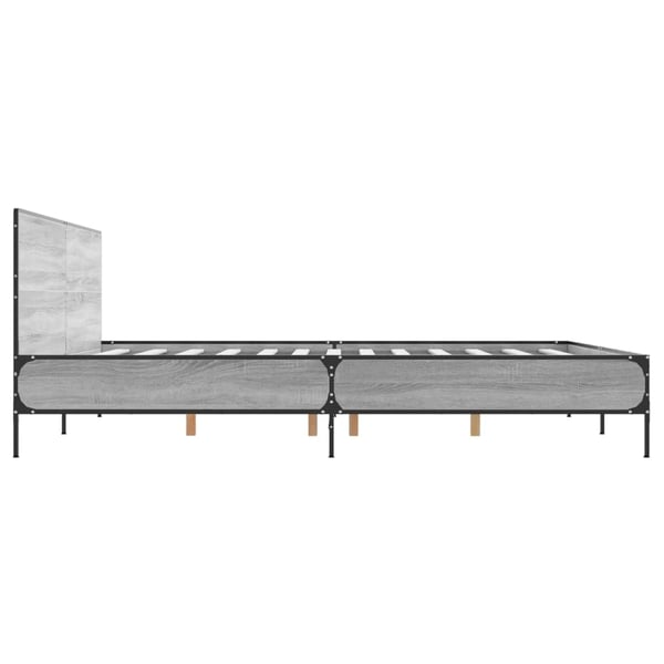 vidaXL Sengeramme grå sonoma 200x200 cm konstruert tre og metall