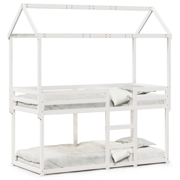 vidaXL Køyeseng med tak hvit 80x200 cm heltre furu