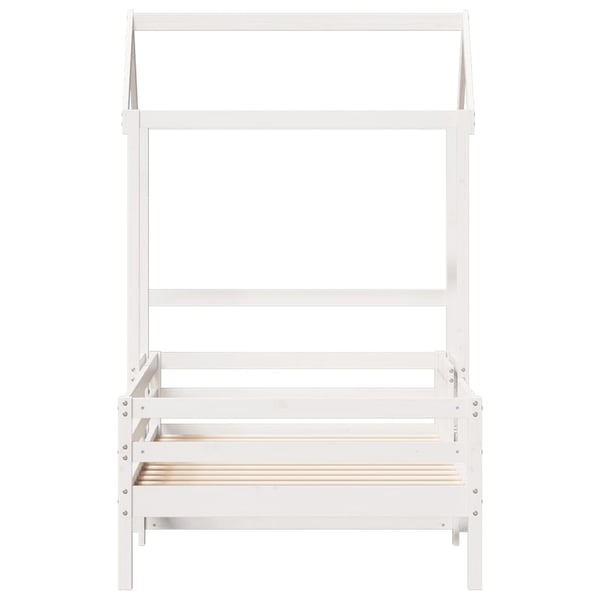 vidaXL sengeramme med tag 75x190 cm massivt fyrretræ hvid