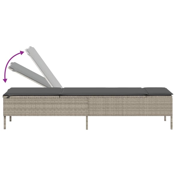 vidaXL liggestole 2 stk. med hynder polyrattan lysegrå