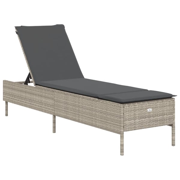 vidaXL liggestole 2 stk. med hynder polyrattan lysegrå