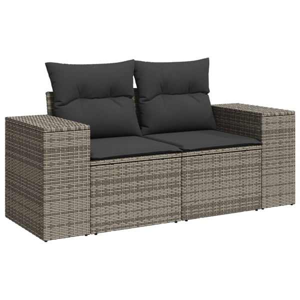 vidaXL sofasæt til haven 8 dele med hynder polyrattan grå
