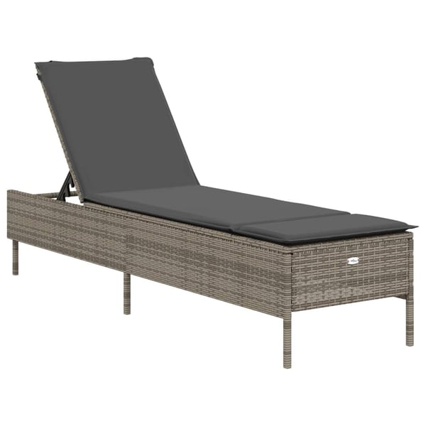vidaXL liggestole 2 stk. med hynder polyrattan lysegrå