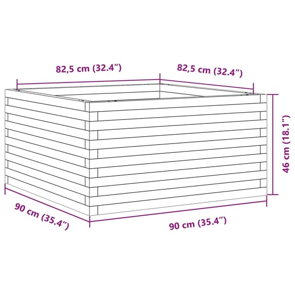 vidaXL Hageplantekasse hvit 90x90x46 cm heltre furu