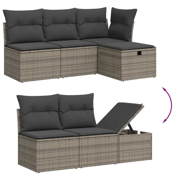 vidaXL sofaesæt til haven 7 dele med hynder polyrattan grå
