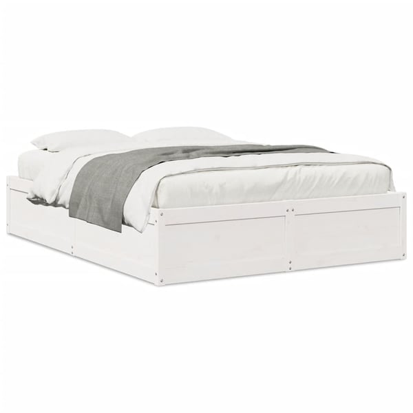 vidaXL sengeramme uden madras 140x190 cm massivt fyrretræ hvid