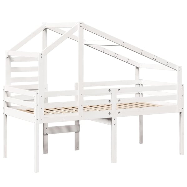 vidaXL Høyseng med tak hvit 90x190 cm heltre furu