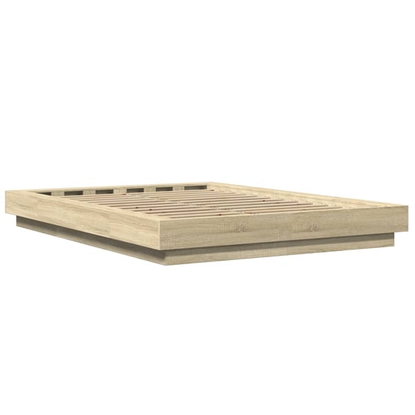 vidaXL Sengeramme med LED-lys sonoma eik 120x190 cm konstruert tre